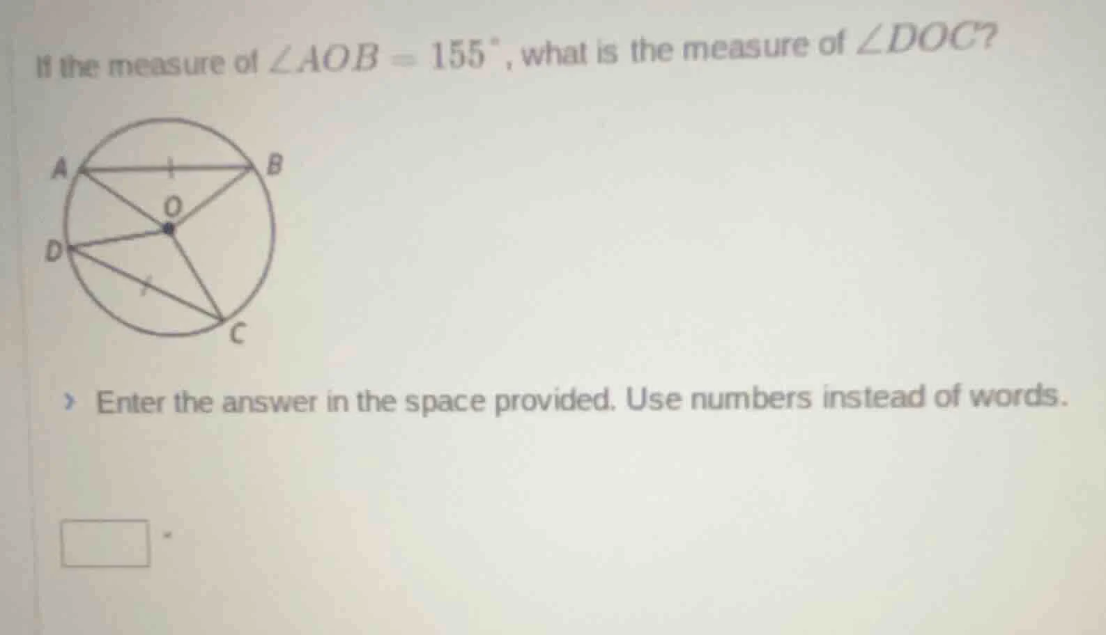 if the measure of $\\angle aob = 155^{\\circ}$, what is the measure of …