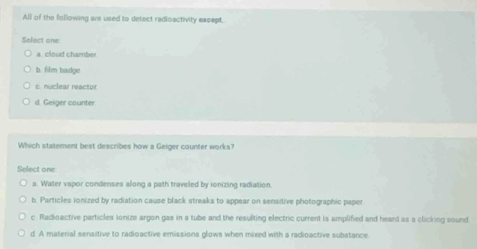 all of the following are used to detect radioactivity except select one…