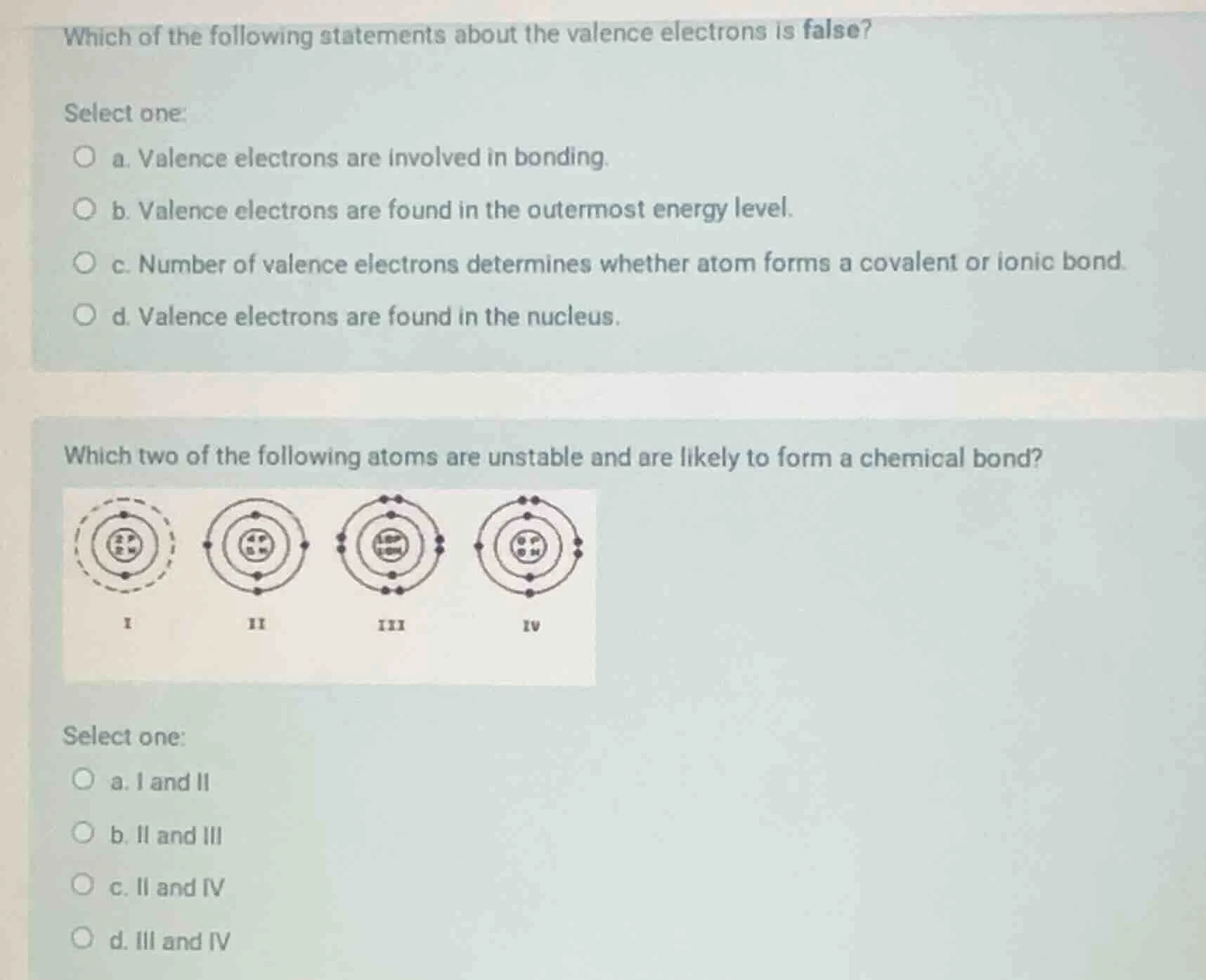 which of the following statements about the valence electrons is false?…