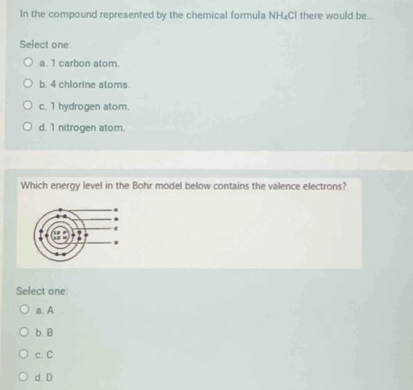 in the compound represented by the chemical formula nh₄cl there would b…