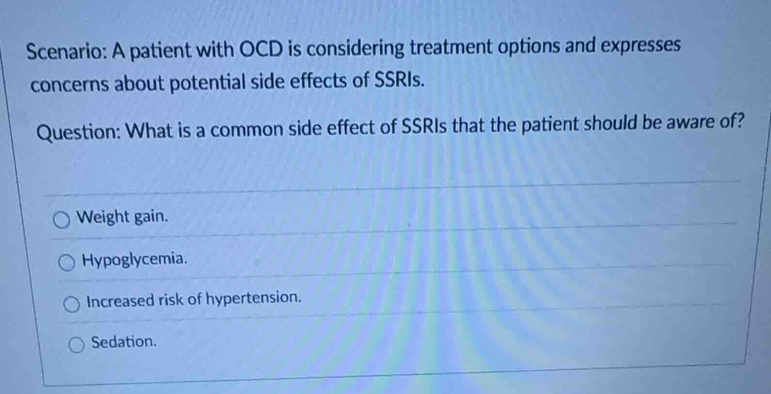 scenario: a patient with ocd is considering treatment options and expre…