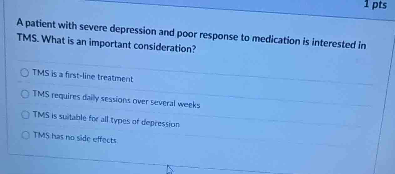 a patient with severe depression and poor response to medication is int…