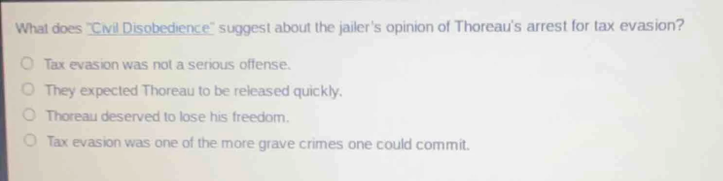 what does \civil disobedience\ suggest about the jailers opinion of tho…