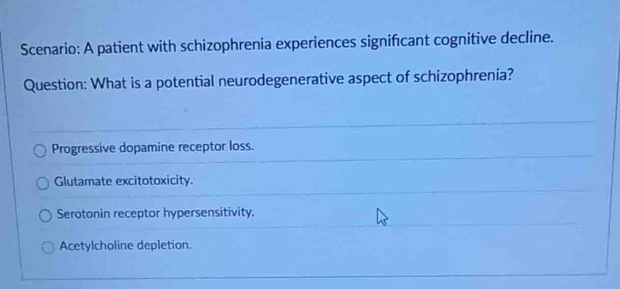 scenario: a patient with schizophrenia experiences significant cognitiv…