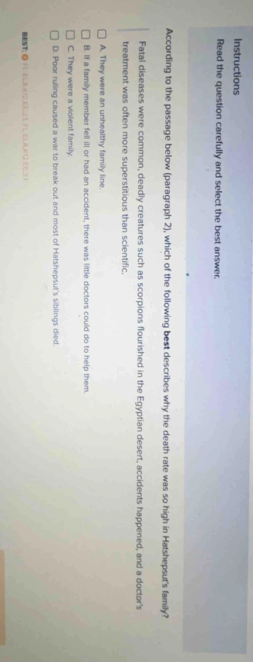 instructions read the question carefully and select the best answer. ac…