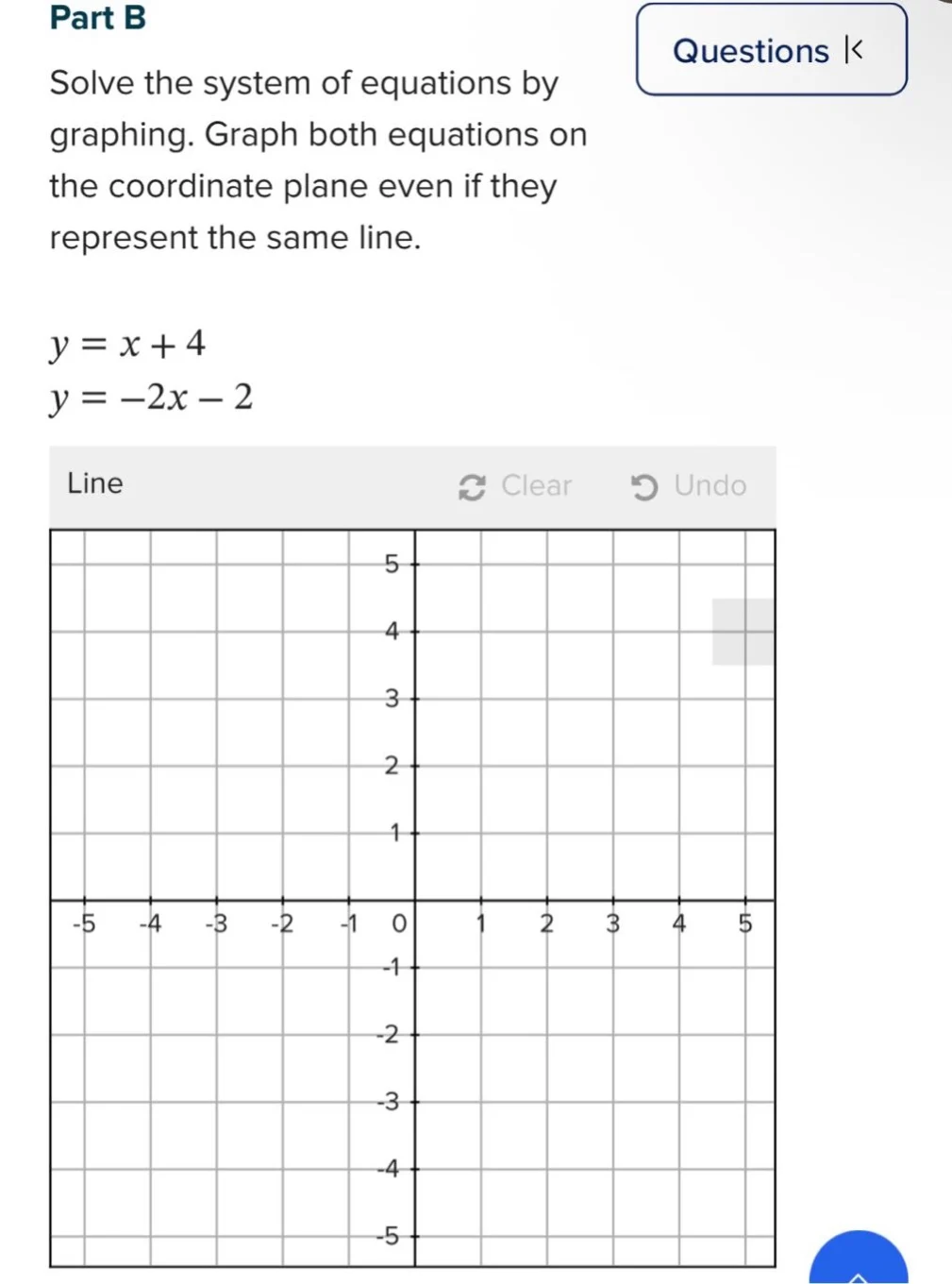 part b solve the system of equations by graphing. graph both equations …