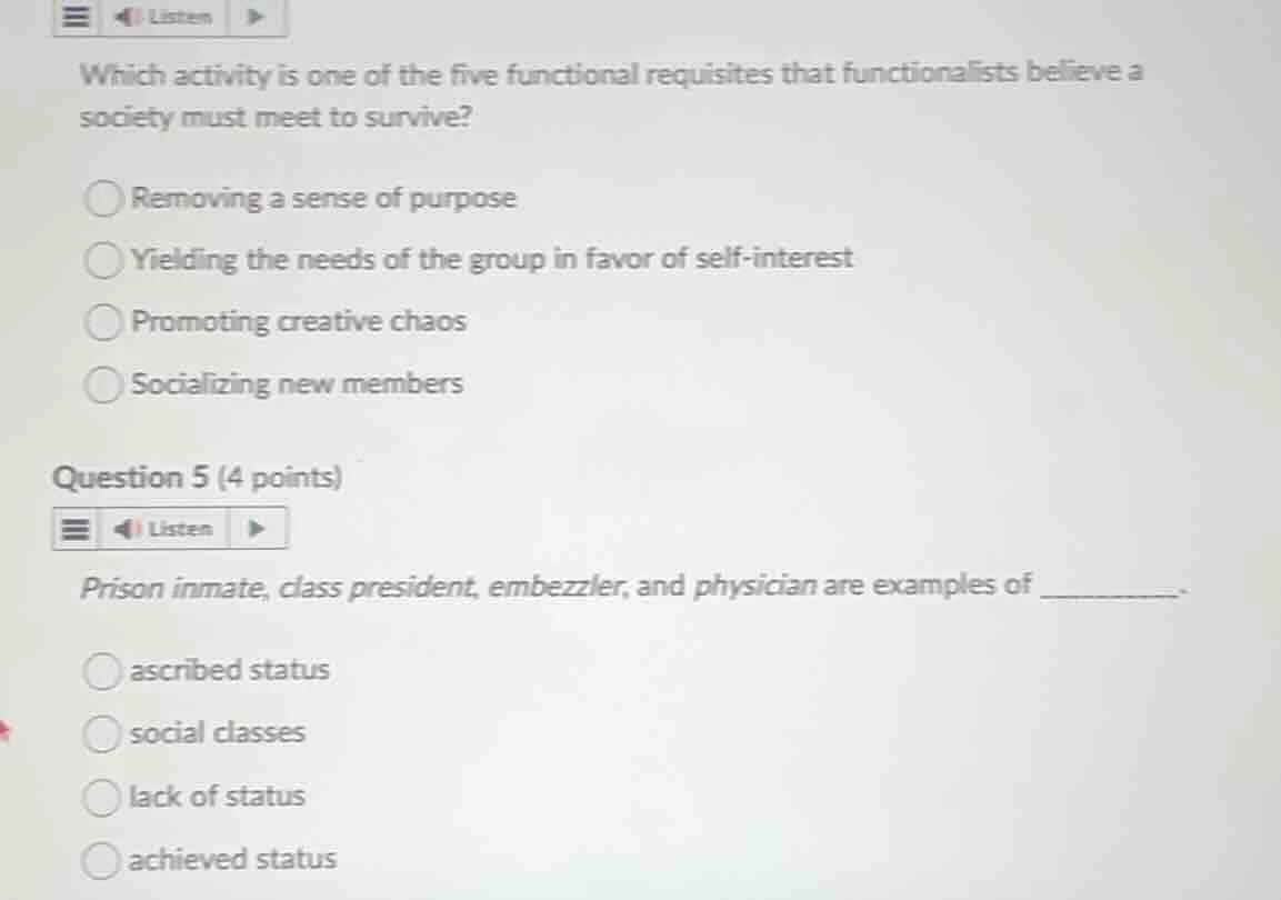 which activity is one of the five functional requisites that functional…