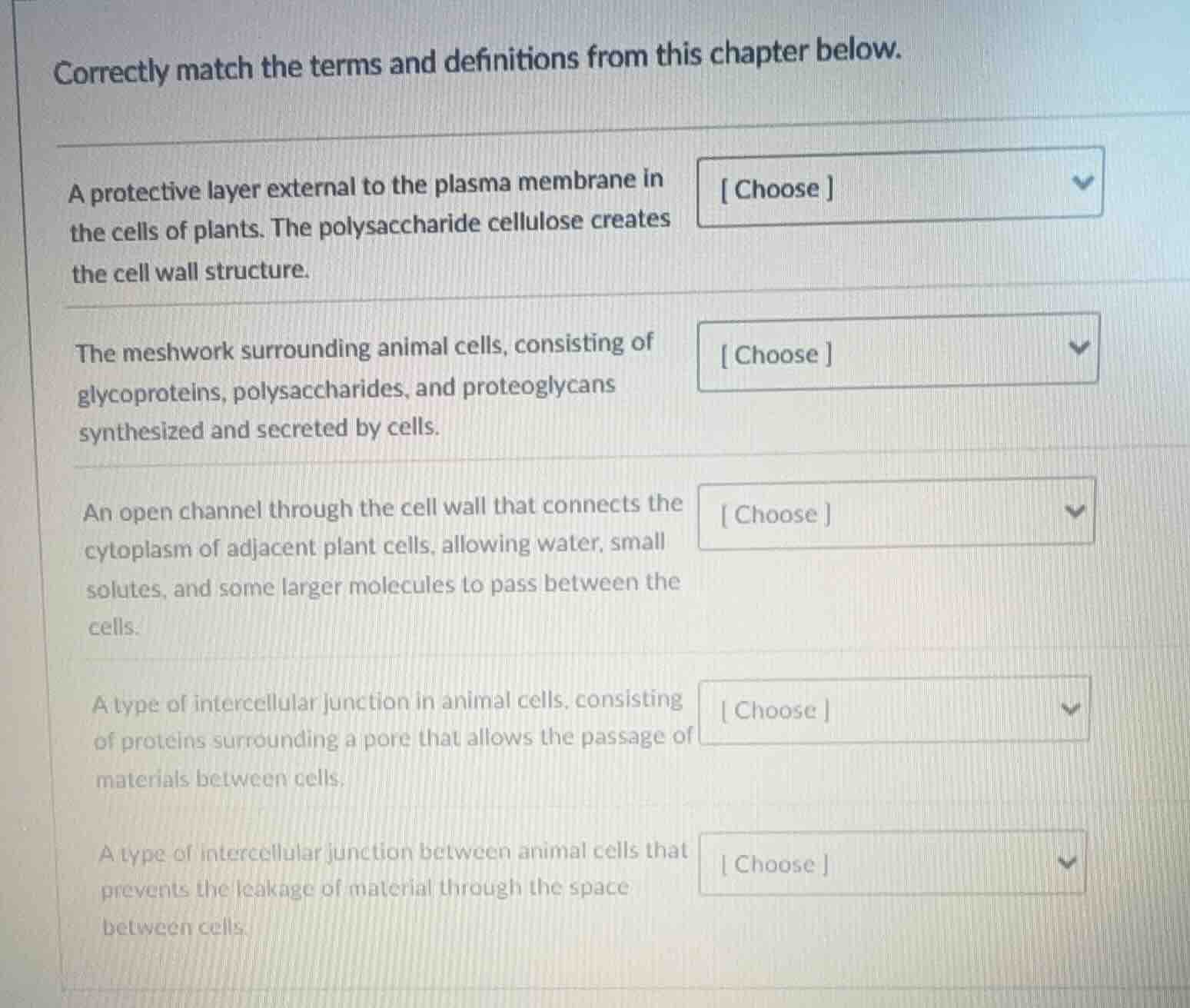 correctly match the terms and definitions from this chapter below. a pr…