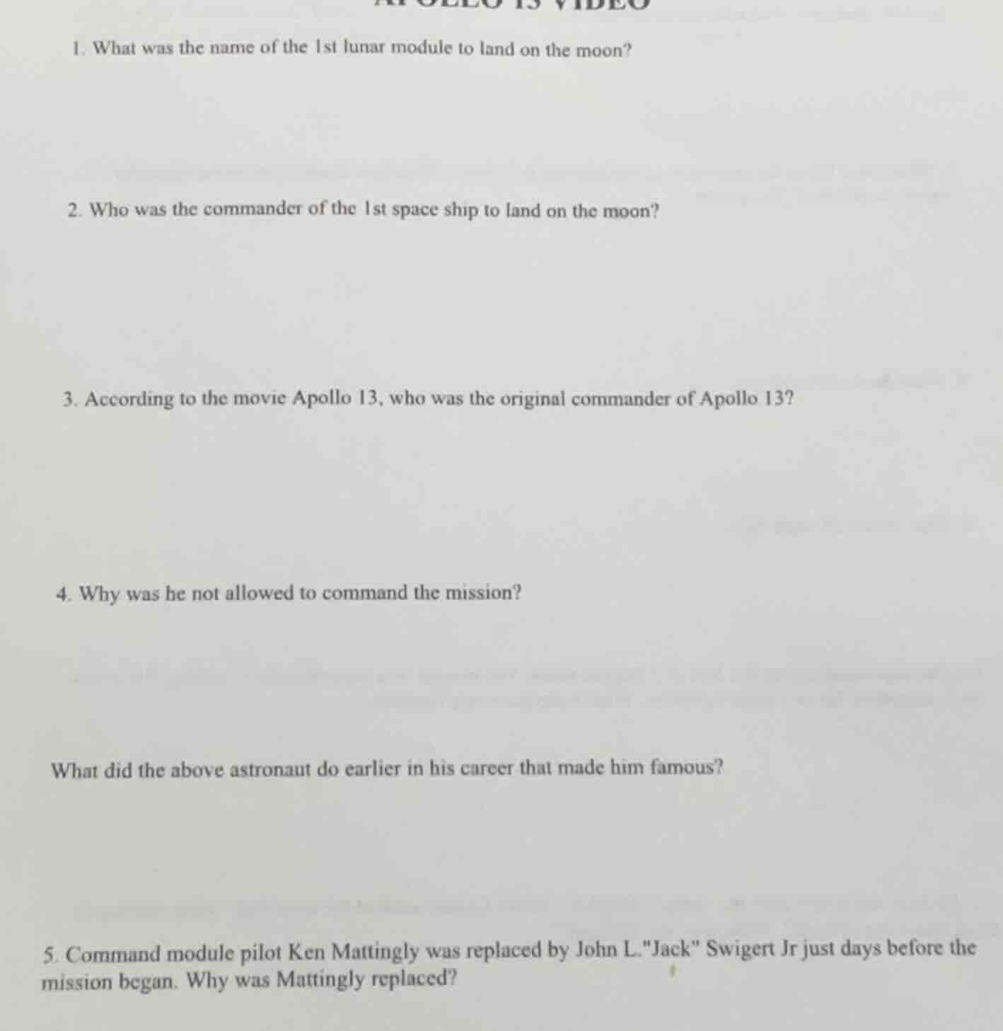 1. what was the name of the 1st lunar module to land on the moon? 2. wh…