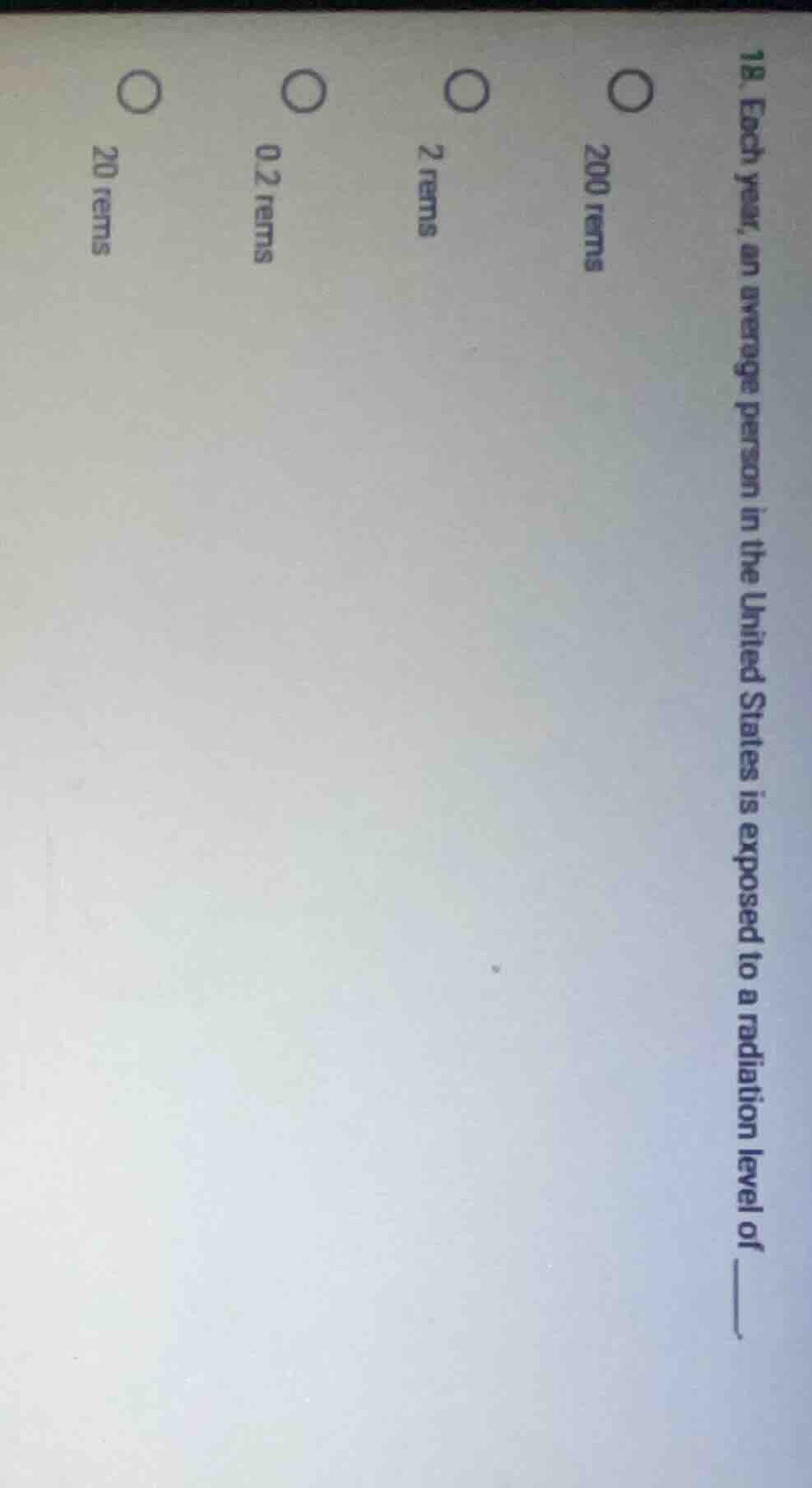 18. each year, an average person in the united states is exposed to a r…