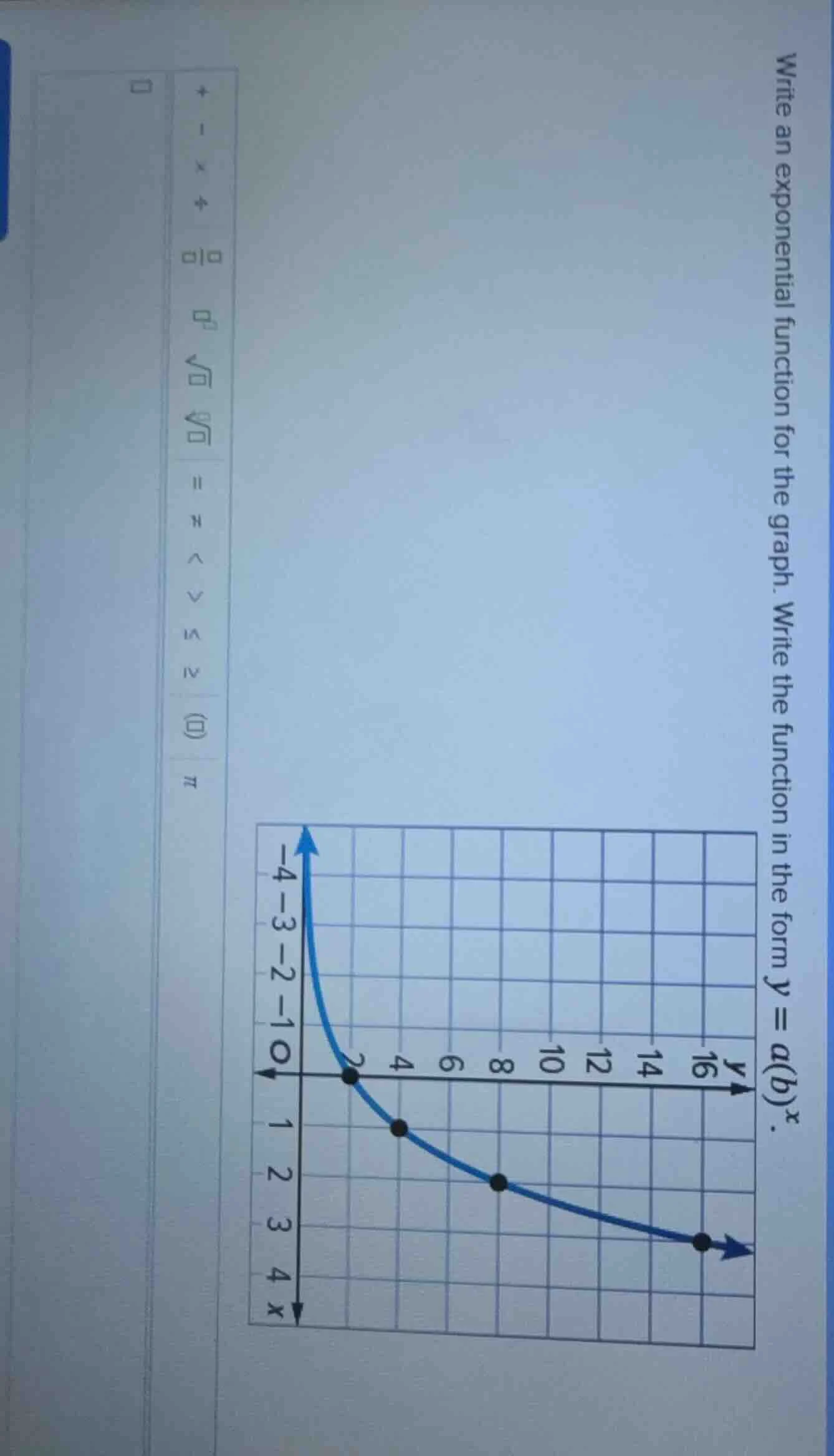 write an exponential function for the graph. write the function in the …