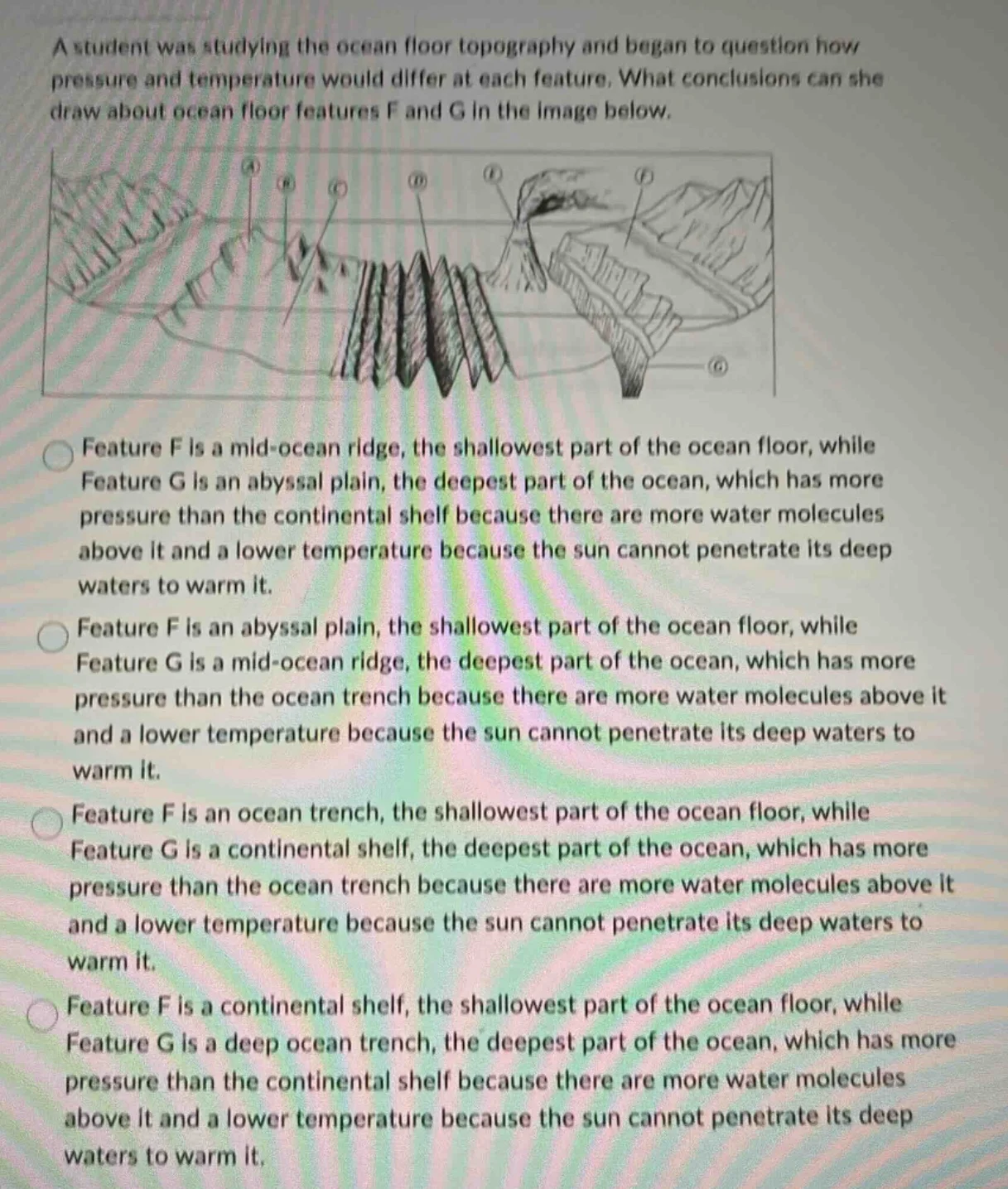 a student was studying the ocean floor topography and began to question…