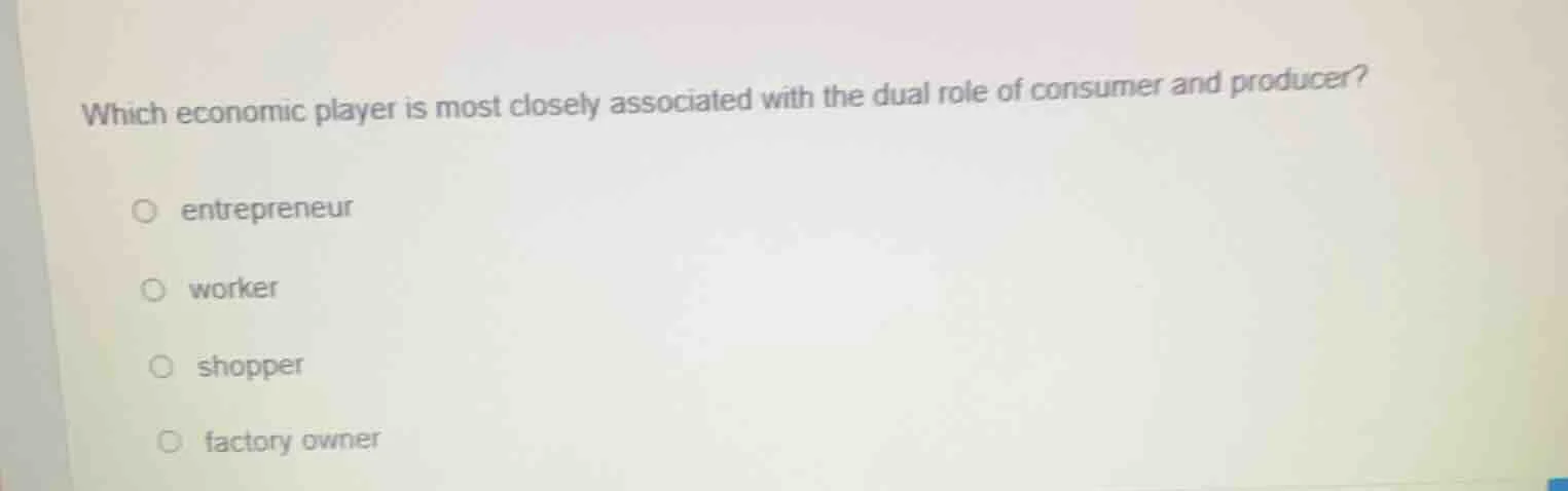 which economic player is most closely associated with the dual role of …