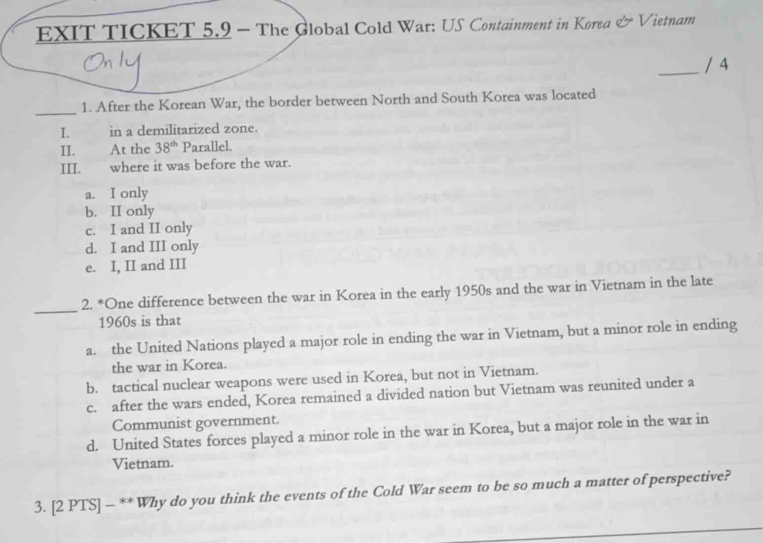 exit ticket 5.9 – the global cold war: us containment in korea & vietna…