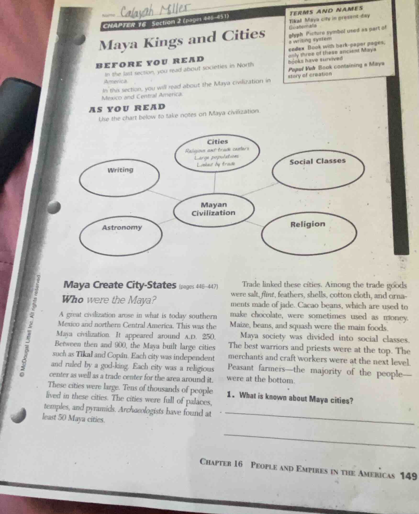 chapter 16 section 2 (pages 446 - 451) maya kings and cities before you…