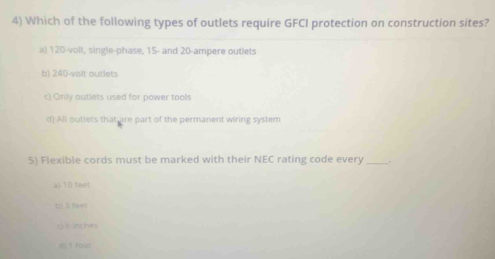 4) which of the following types of outlets require gfci protection on c…