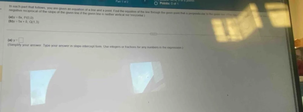 in each part that follows, you are given an equation of a line and a po…