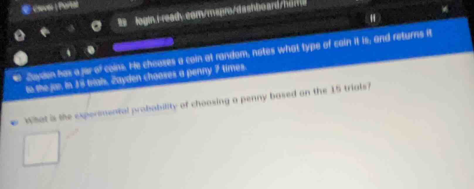 zayden has a jar of coins. he chooses a coin at random, notes what type…