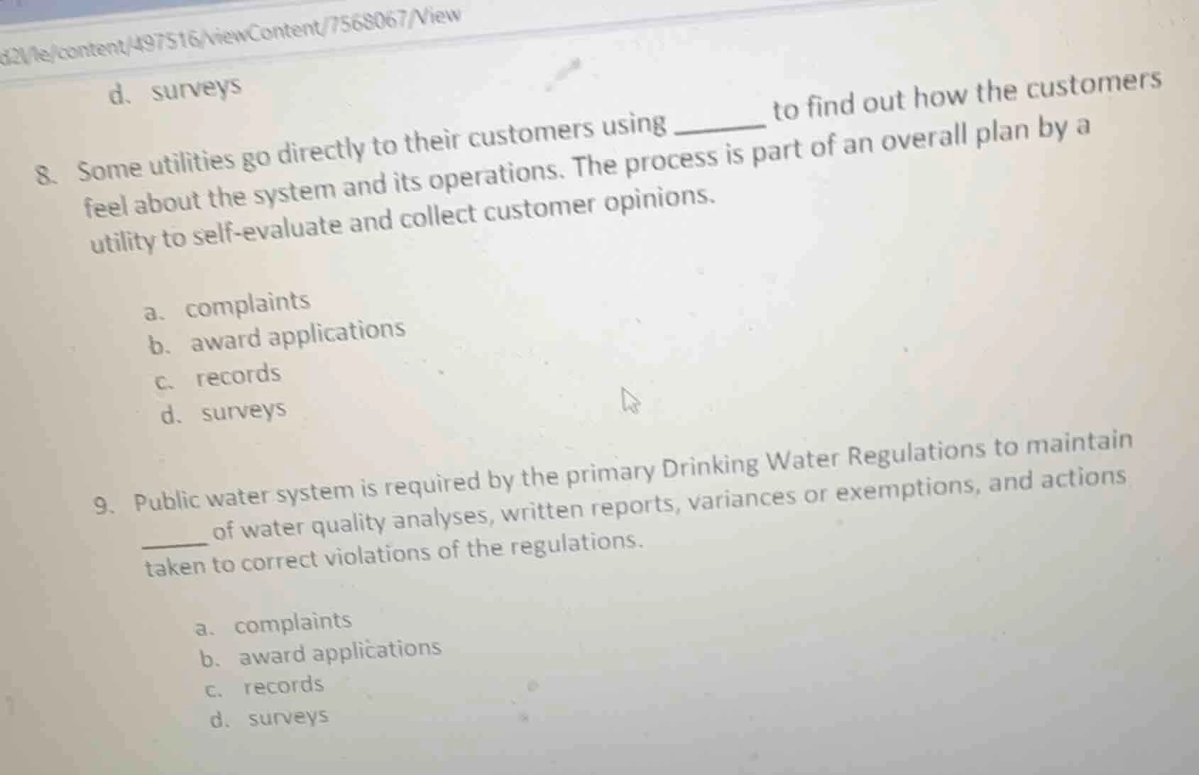 d. surveys 8. some utilities go directly to their customers using _____…