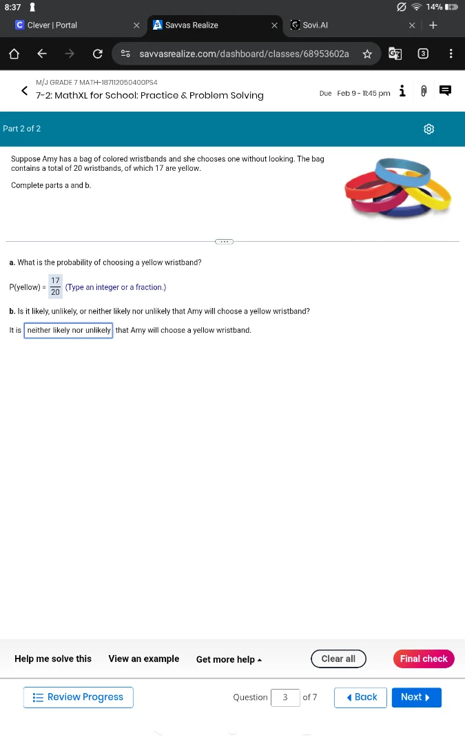 suppose amy has a bag of colored wristbands and she chooses one without…