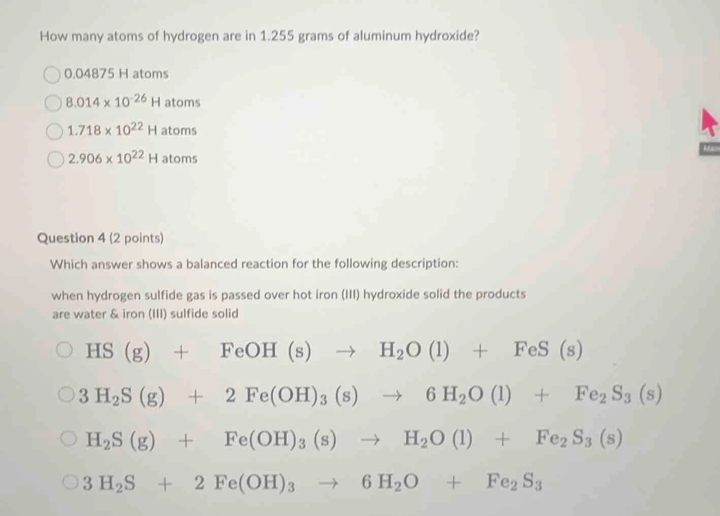 how many atoms of hydrogen are in 1.255 grams of aluminum hydroxide? 0.…