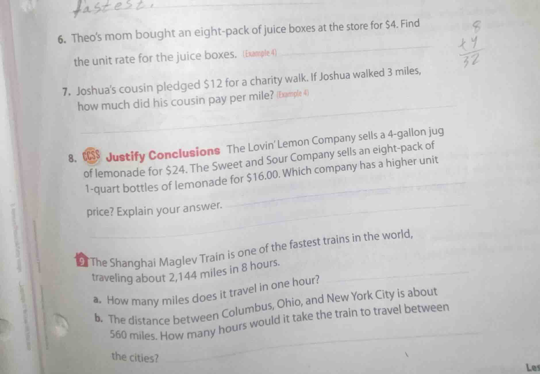 6. theo’s mom bought an eight - pack of juice boxes at the store for $4…