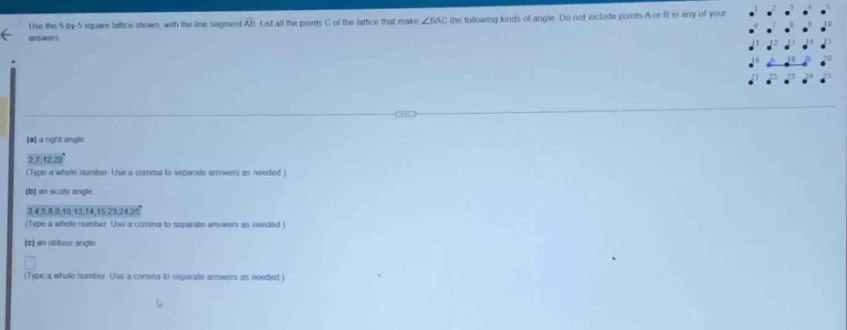 use the 5 by 5 square lattice shown, with the line segment ab. list all…