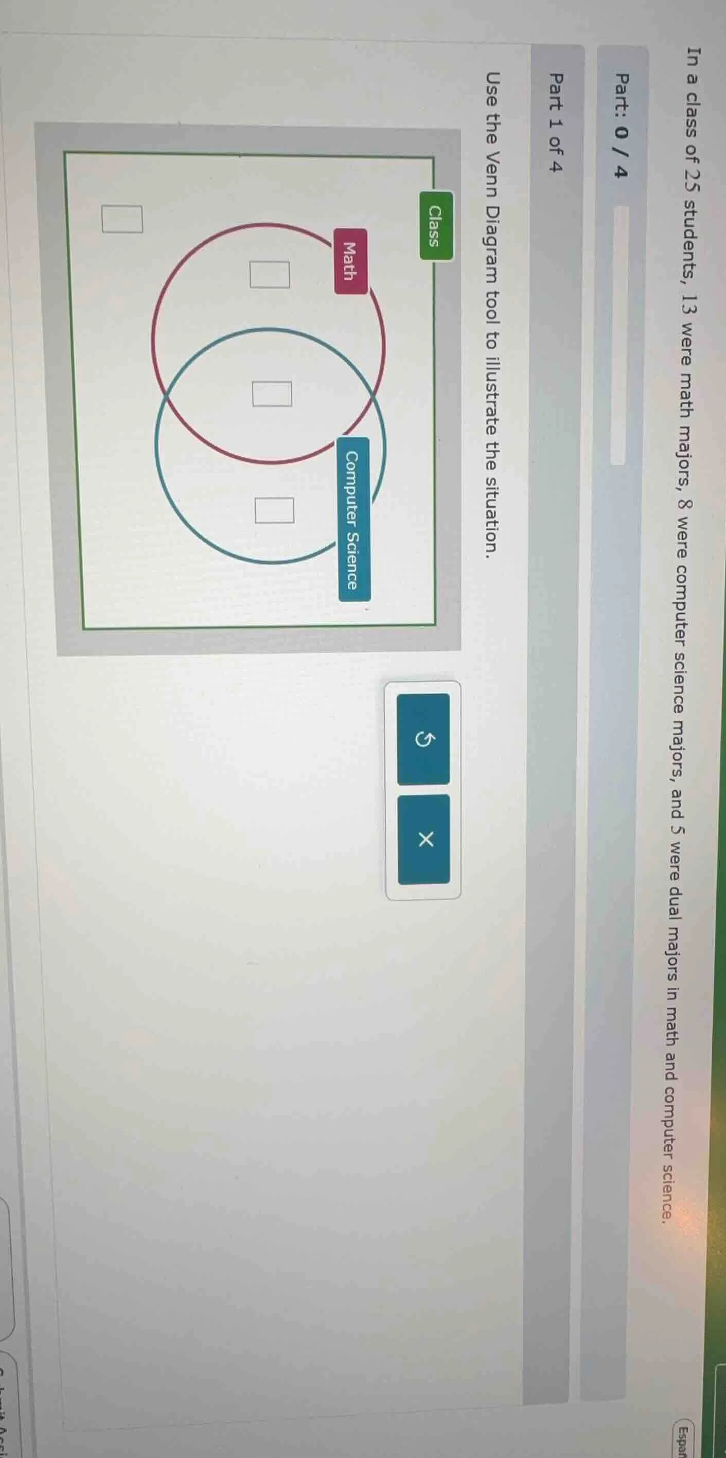 in a class of 25 students, 13 were math majors, 8 were computer science…