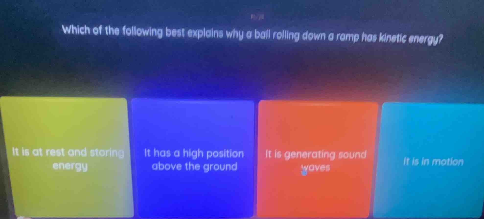 which of the following best explains why a ball rolling down a ramp has…