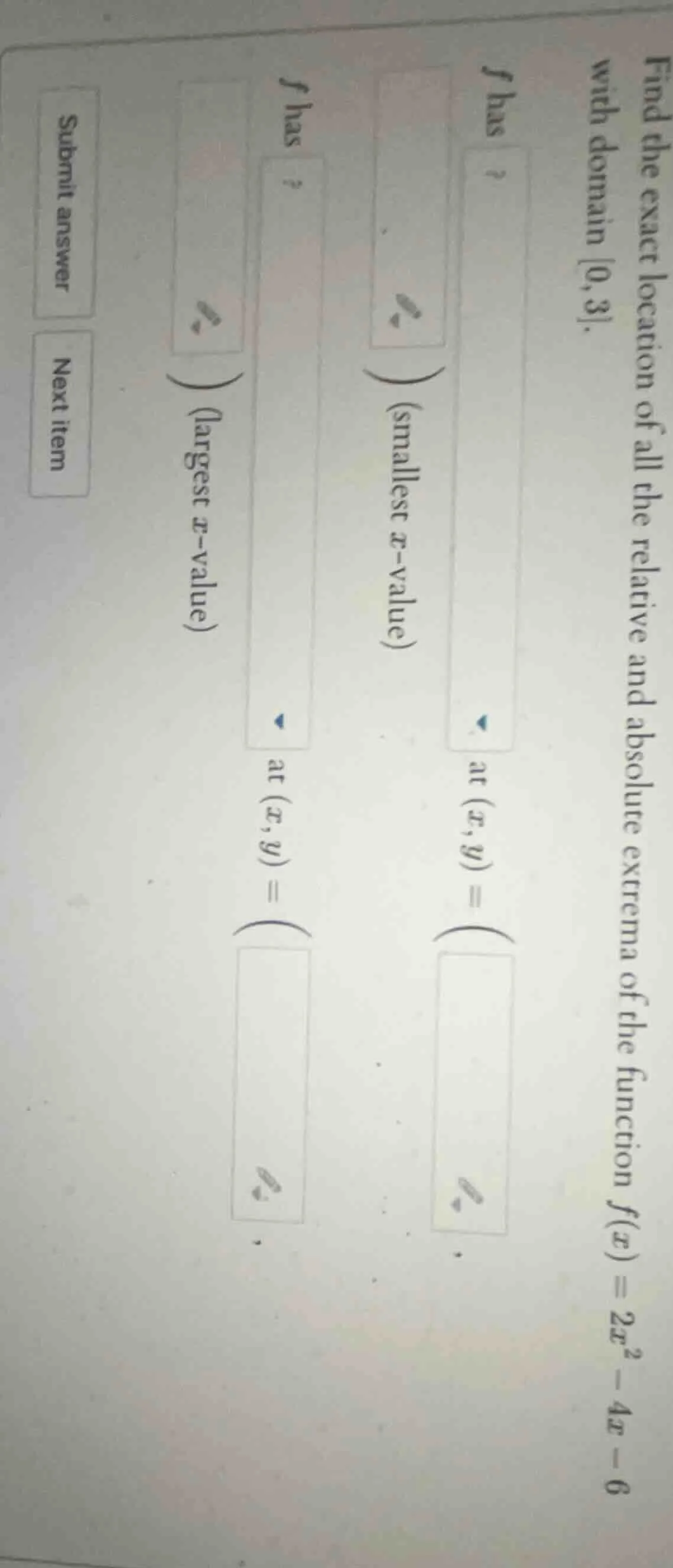 find the exact location of all the relative and absolute extrema of the…