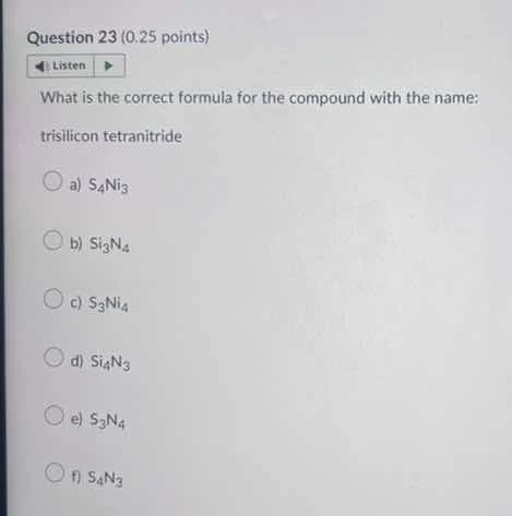 question 23 (0.25 points) listen what is the correct formula for the co…
