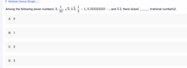 among the following seven numbers: $3\\frac{1}{33}$, $\\sqrt{3}$, $3.\\…