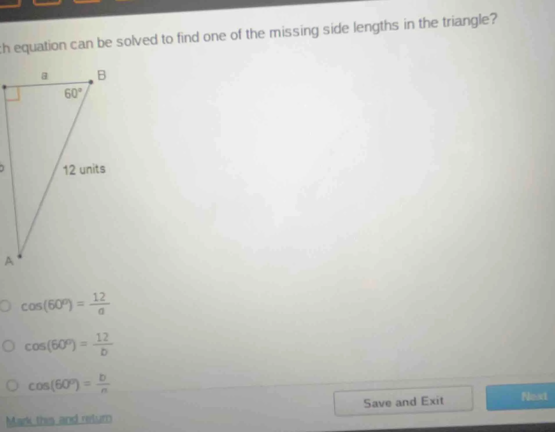 ch equation can be solved to find one of the missing side lengths in th…