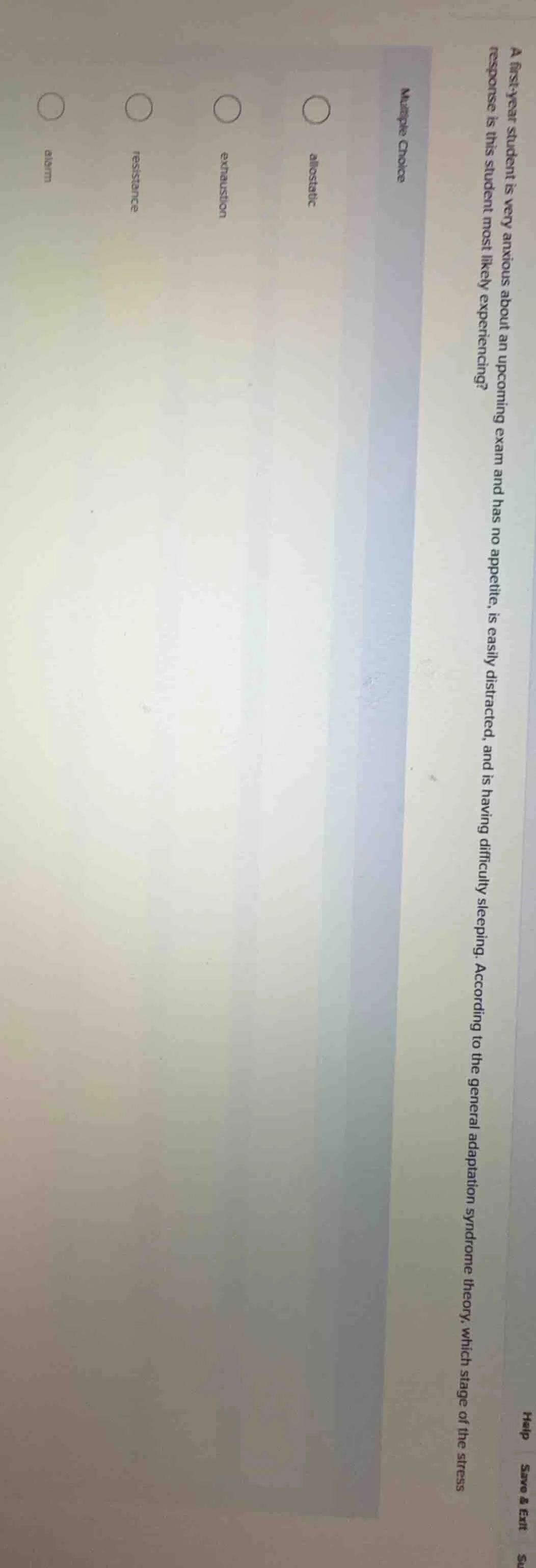 a first - year student is very anxious about an upcoming exam and has n…
