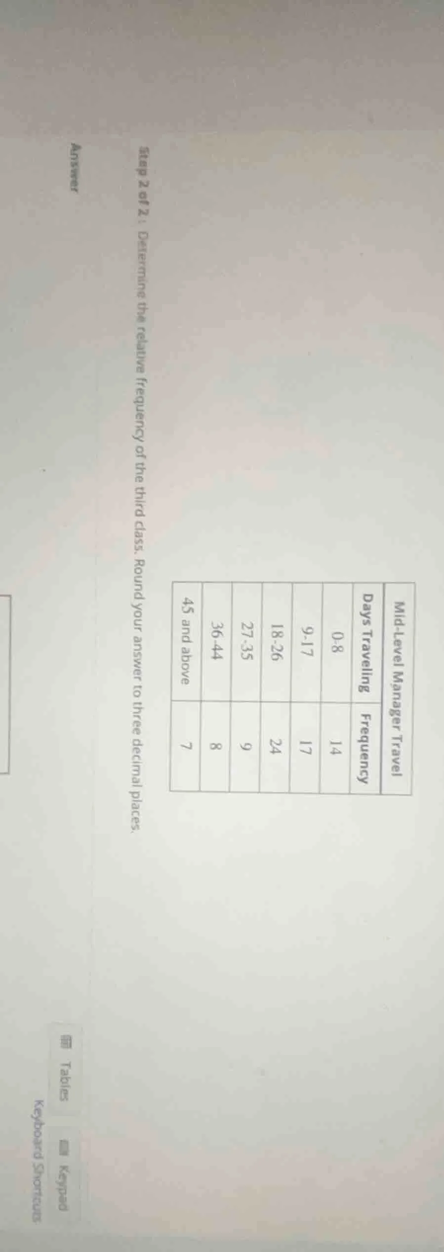 step 2 of 2: determine the relative frequency of the third class. round…