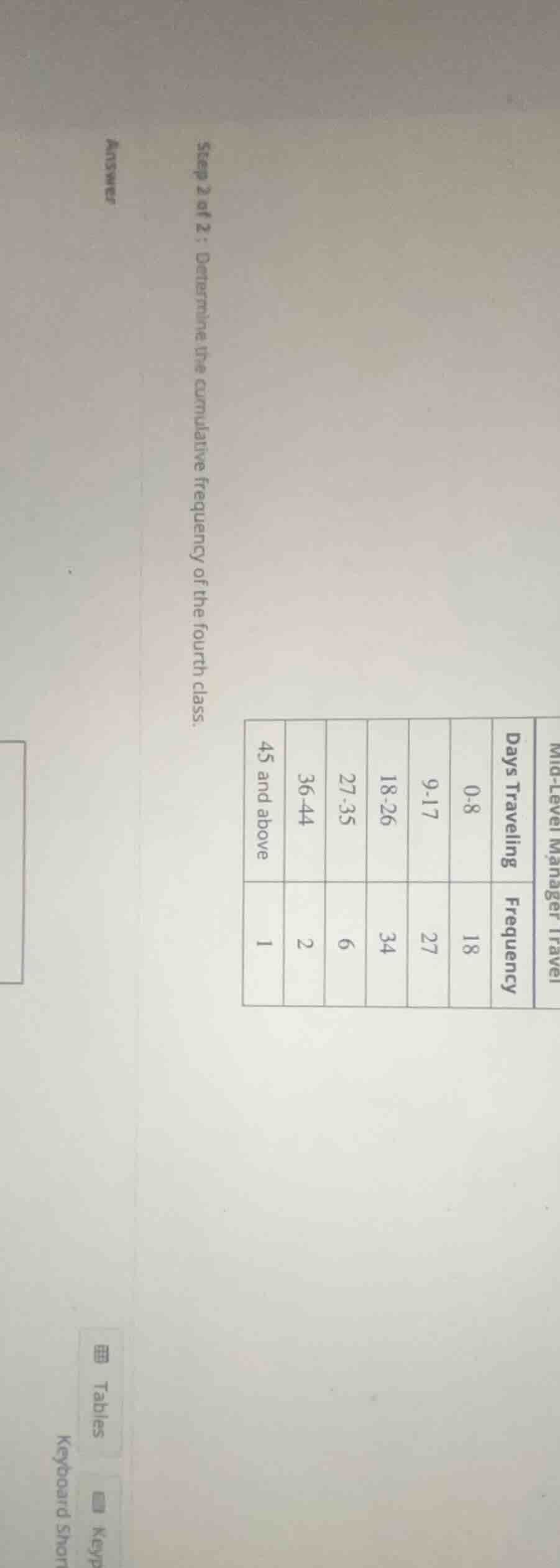 step 2 of 2: determine the cumulative frequency of the fourth class. mi…