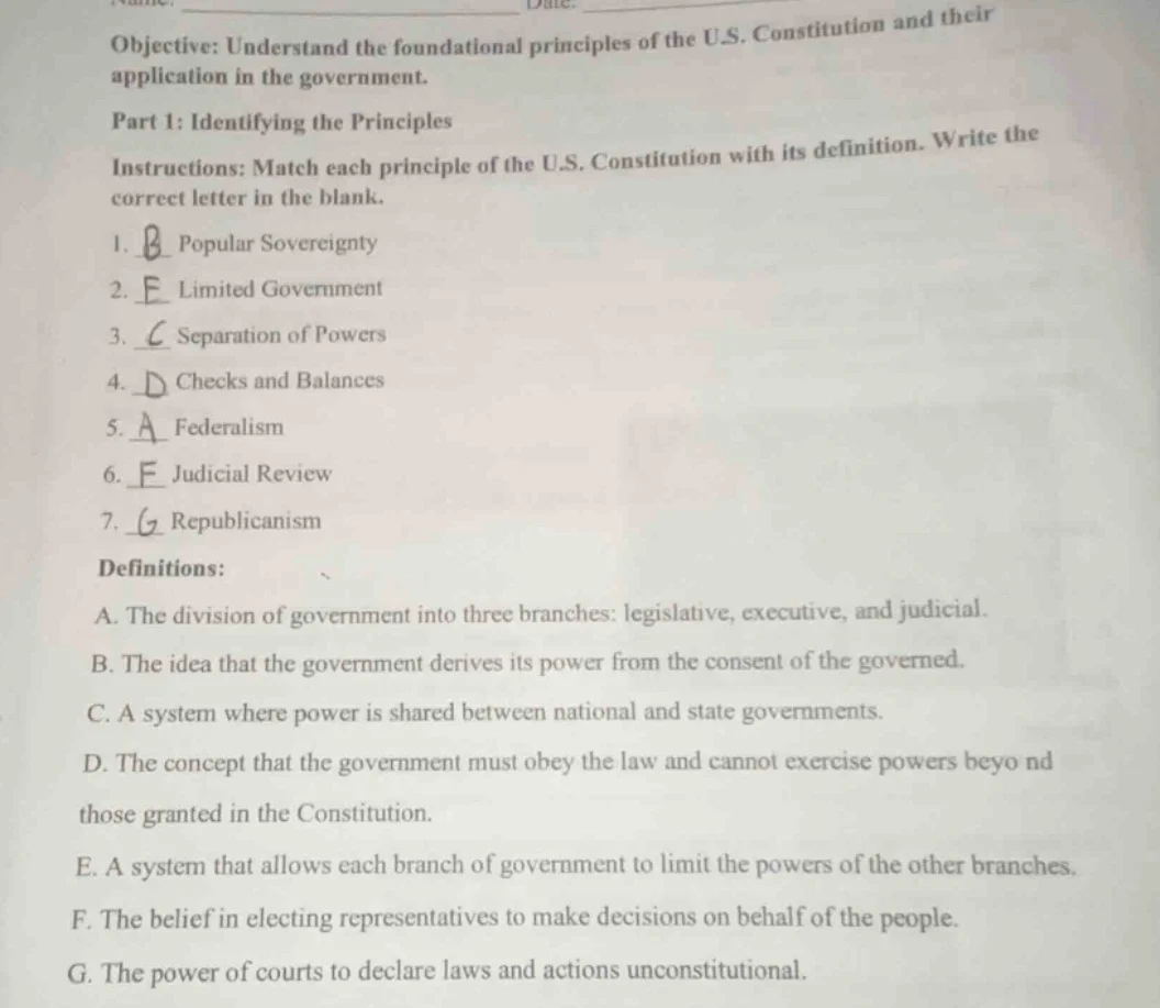 objective: understand the foundational principles of the u.s. constitut…