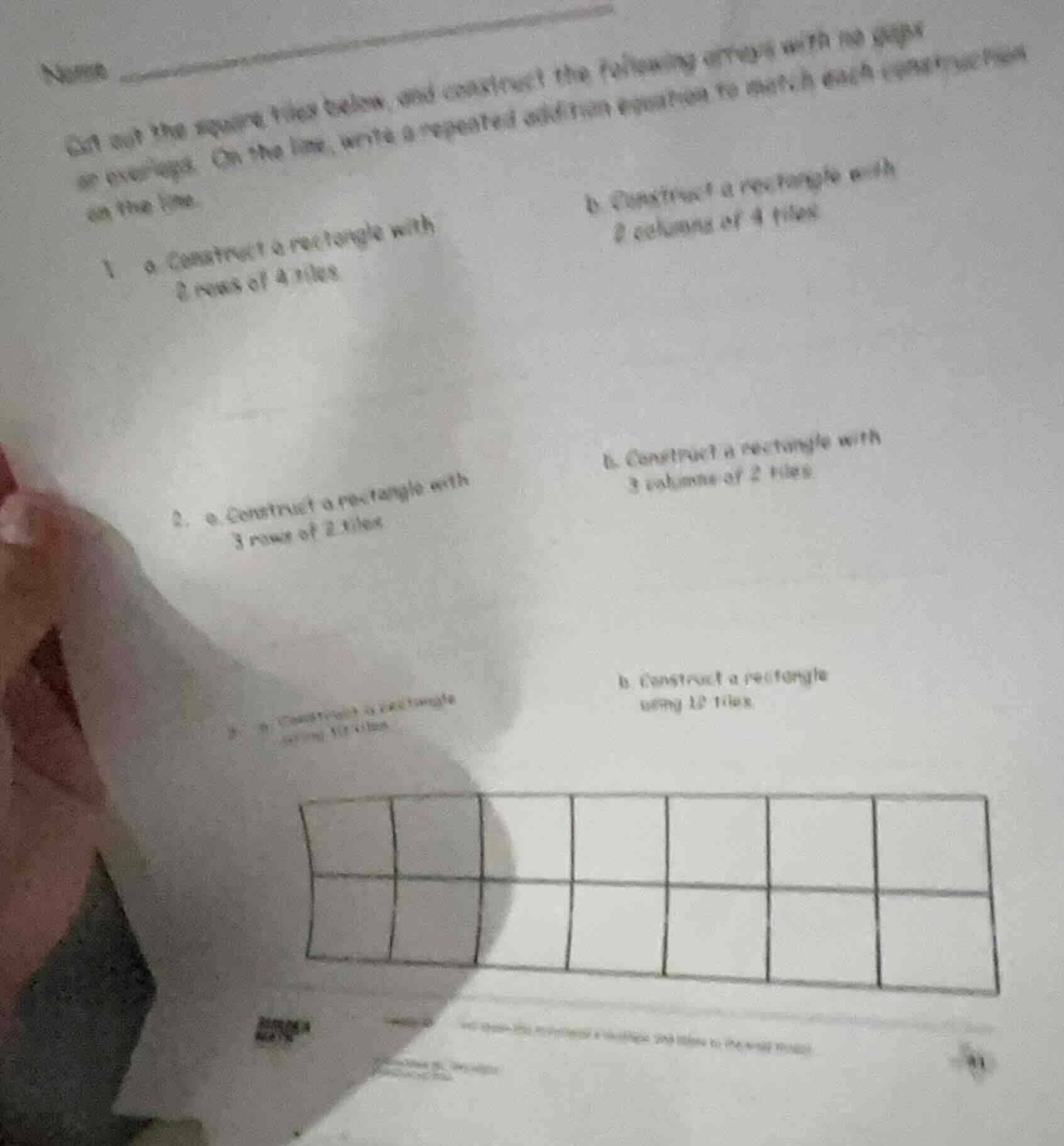 name get out the square tiles below, and construct the following arrays…