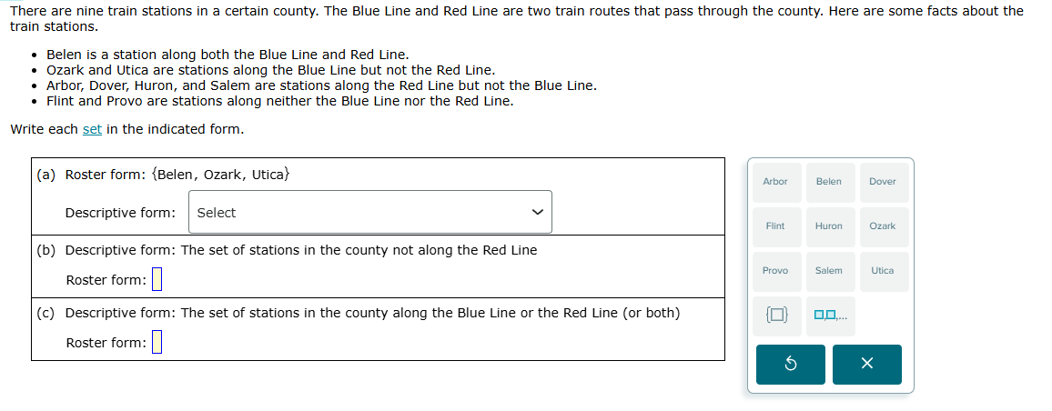 there are nine train stations in a certain county. the blue line and re…