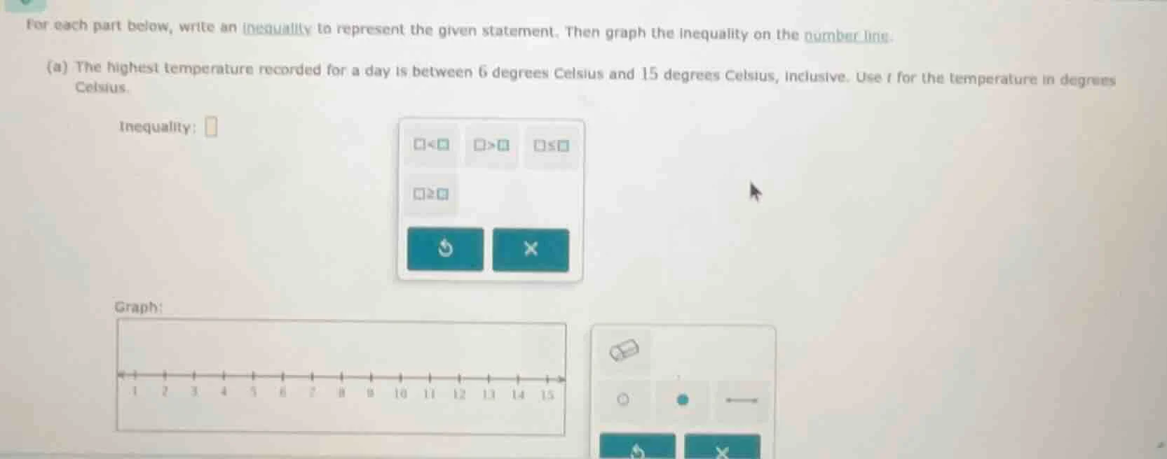 for each part below, write an inequality to represent the given stateme…