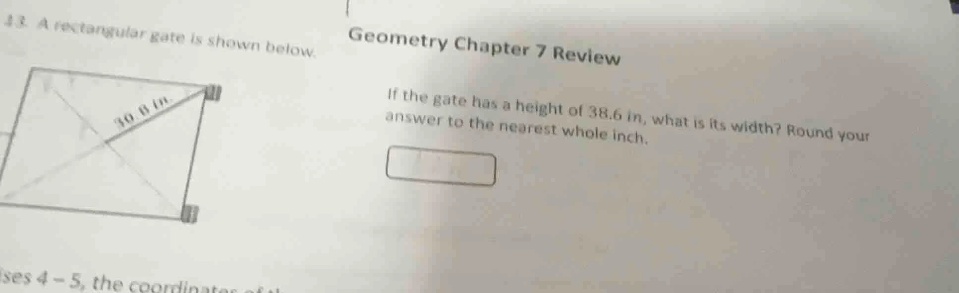 geometry chapter 7 review a rectangular gate is shown below. if the gat…