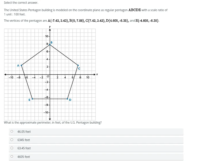 select the correct answer. the united states pentagon building is model…