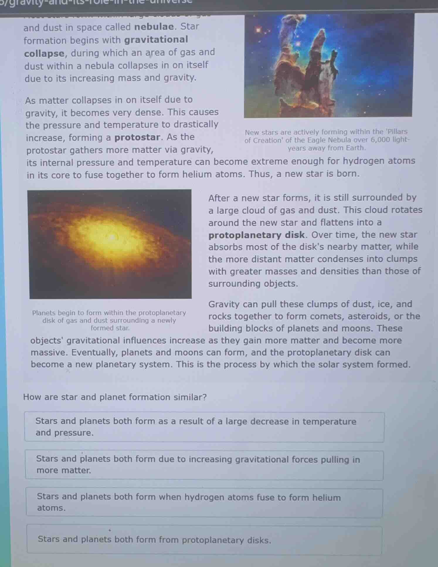 and dust in space called nebulae. star formation begins with gravitatio…