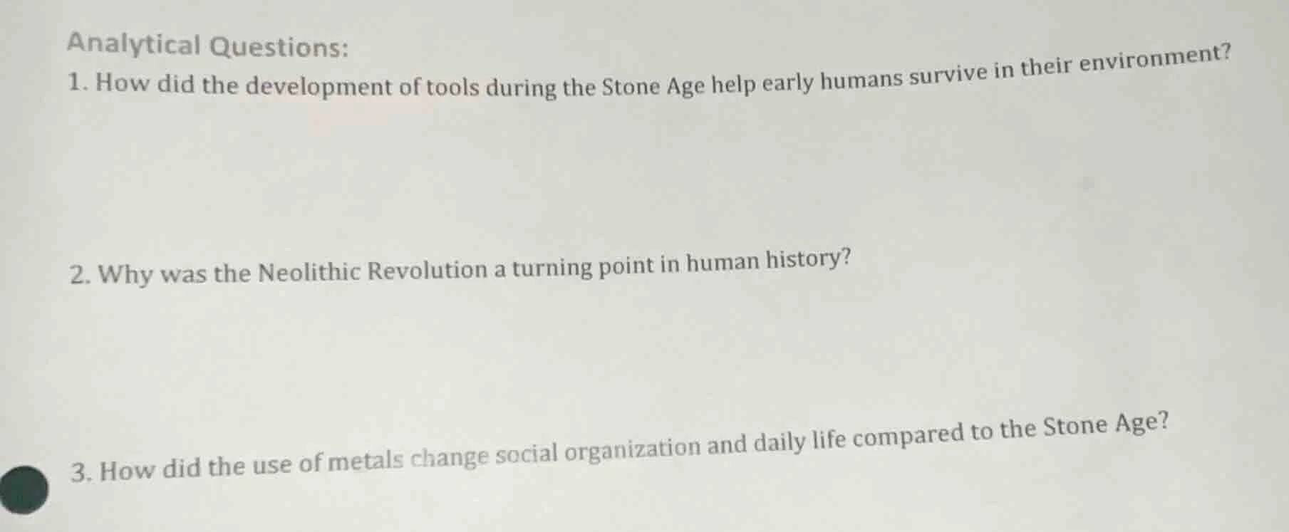 analytical questions: 1. how did the development of tools during the st…