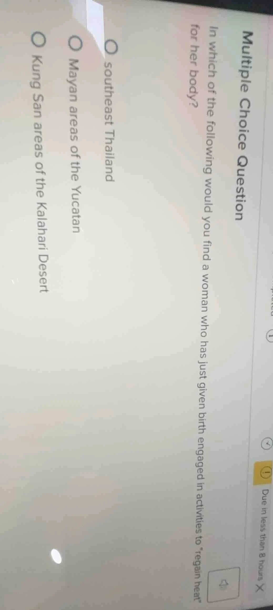 multiple choice question in which of the following would you find a wom…