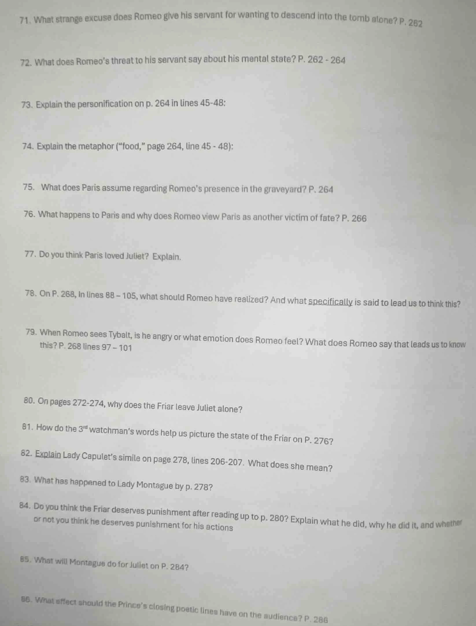 71. what strange excuse does romeo give his servant for wanting to desc…