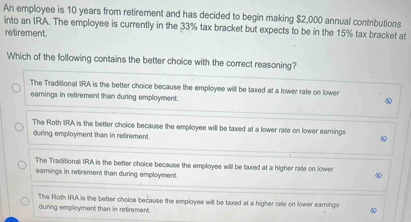 an employee is 10 years from retirement and has decided to begin making…