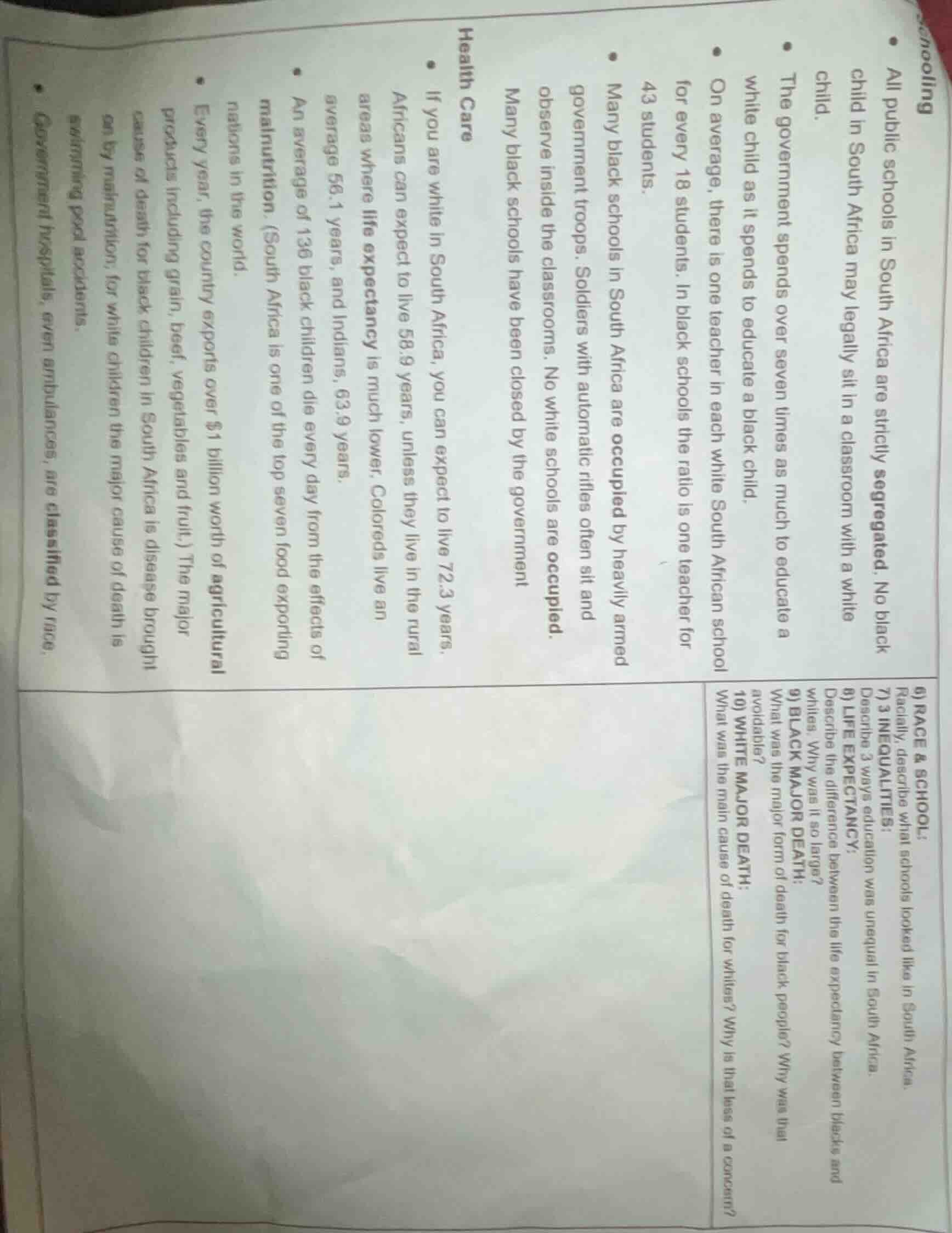 schooling - all public schools in south africa are strictly segregated.…