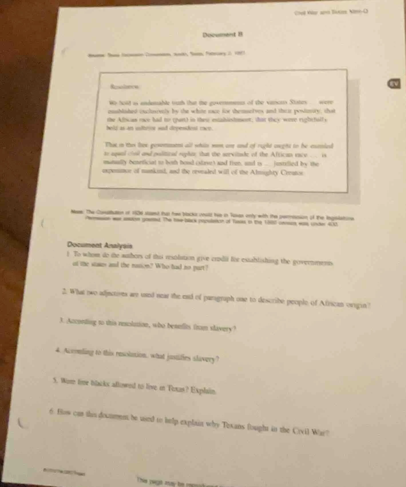 document b source: texas secession convention, austin, texas, february …