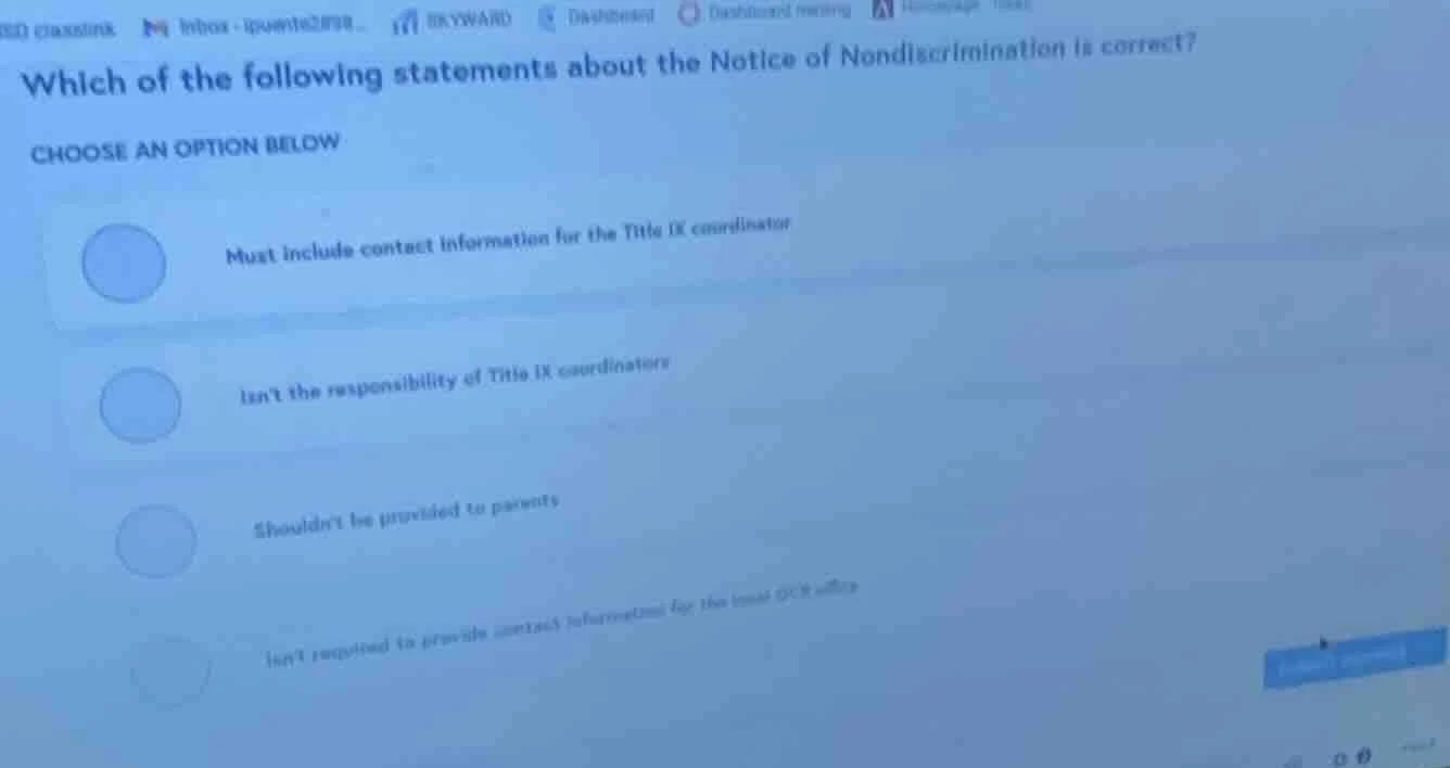 which of the following statements about the notice of nondiscrimination…